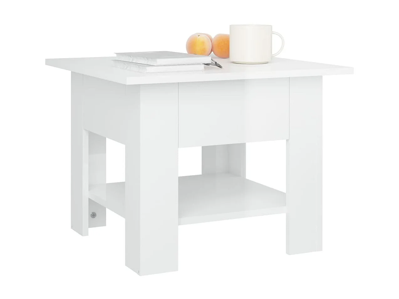 Salontafel 55x55x42 cm bewerkt hout hoogglans wit