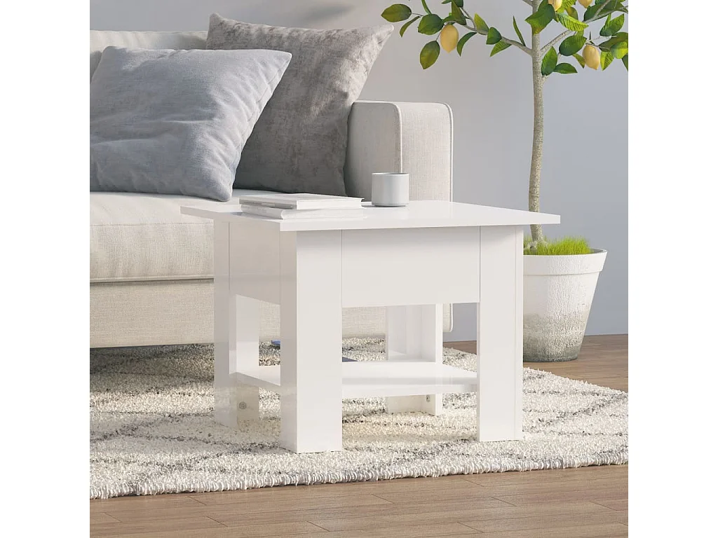 Table basse Blanc brillant 55x55x42