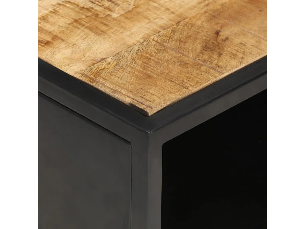 Table basse à porte sculptée 90x55x36 Bois de manguier brut