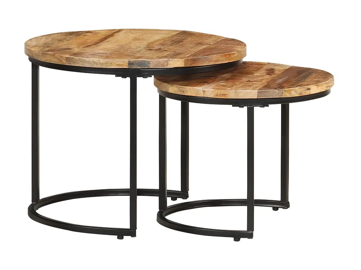 Tables gigognes 2 pcs Bois de manguier brut