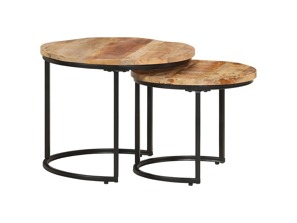 Tables gigognes 2 pcs Bois de manguier brut