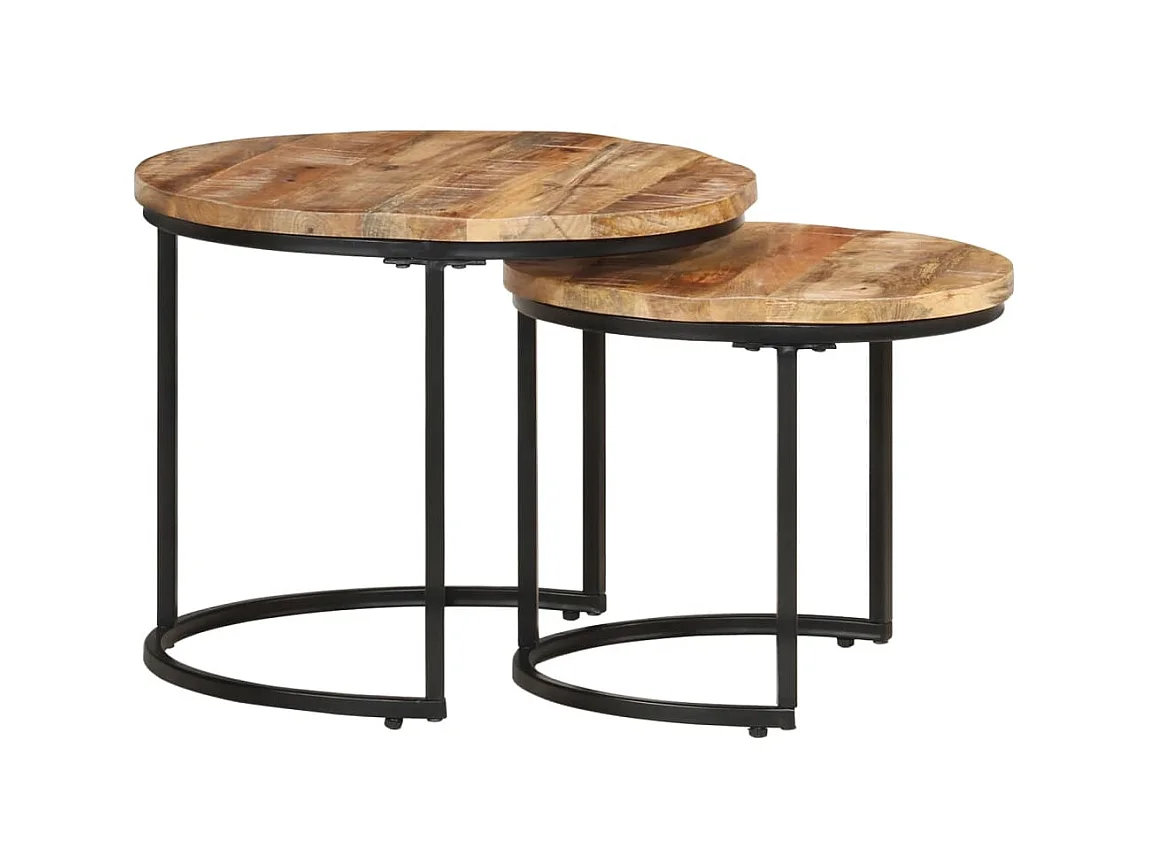 Tables gigognes 2 pcs Bois de manguier brut