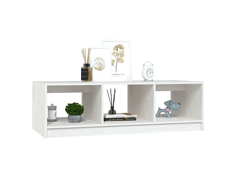 Table basse Blanc 110x50x34 Bois de pin massif