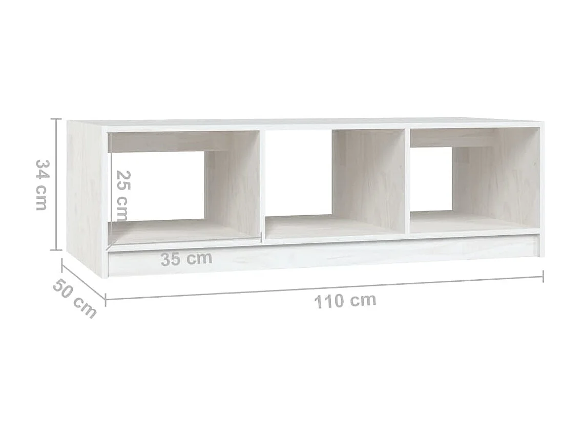 Table basse Blanc 110x50x34 Bois de pin massif