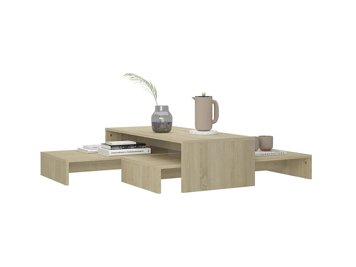 Set tables basses gigognes Chêne 100x100x26,5