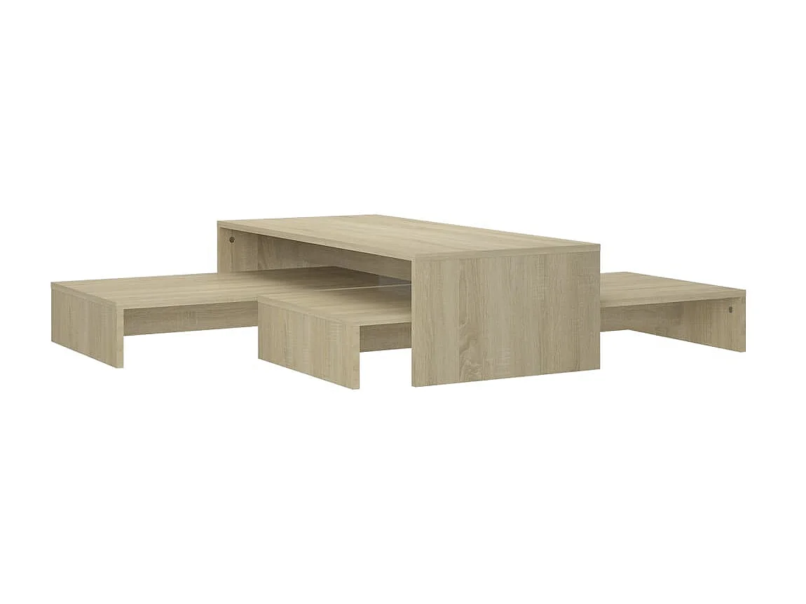 Set tables basses gigognes Chêne 100x100x26,5