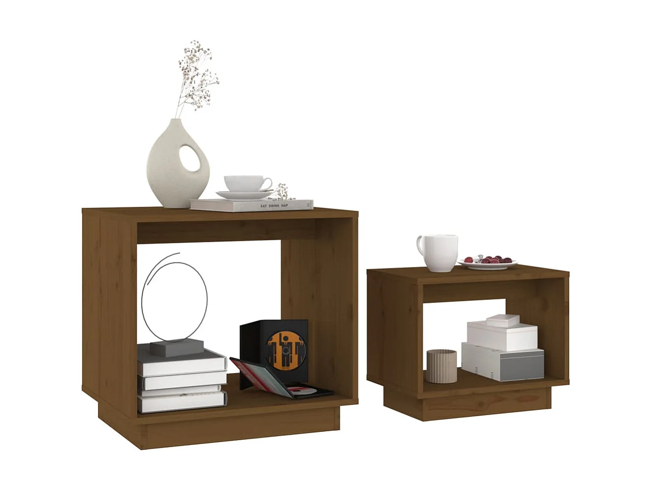 Tables basses gigognes 2 pcs Marron miel Bois de pin massif