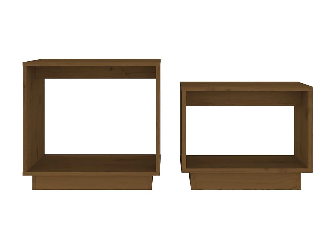 Tables basses gigognes 2 pcs Marron miel Bois de pin massif