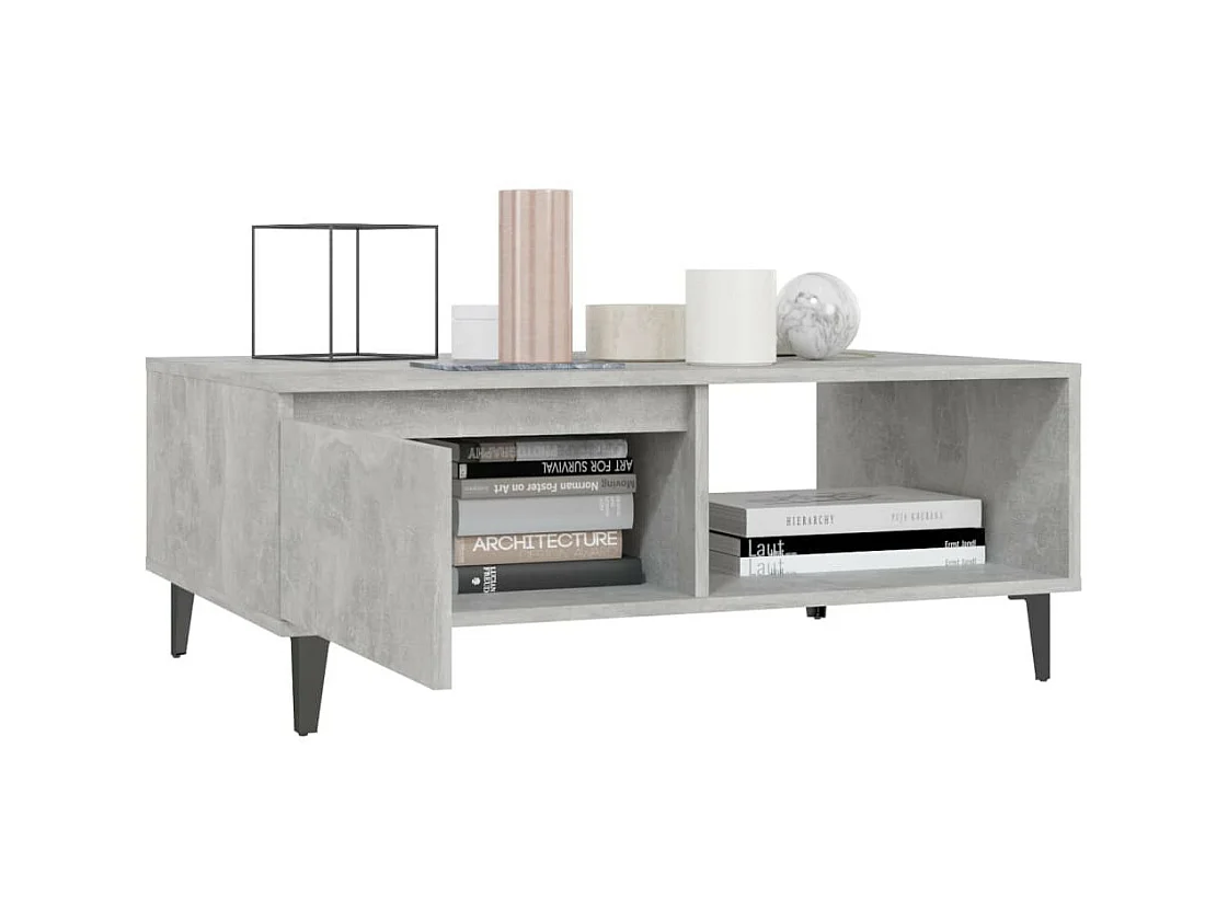 Salontafel 90x60x35 cm spaanplaat betongrijs