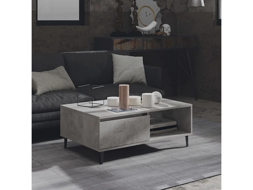 Salontafel 90x60x35 cm spaanplaat betongrijs