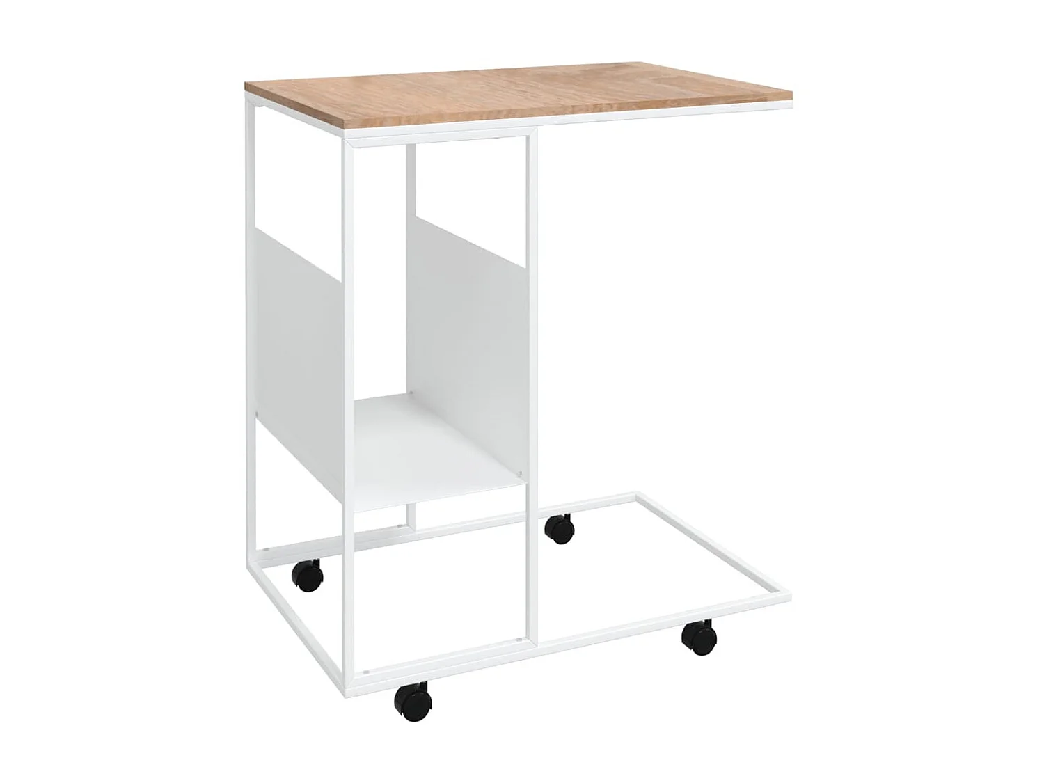 Table d'appoint et roues Blanc 55x36x63,5 Bois d'ingénierie