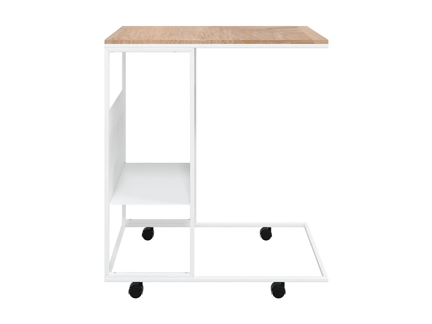 Table d'appoint et roues Blanc 55x36x63,5 Bois d'ingénierie