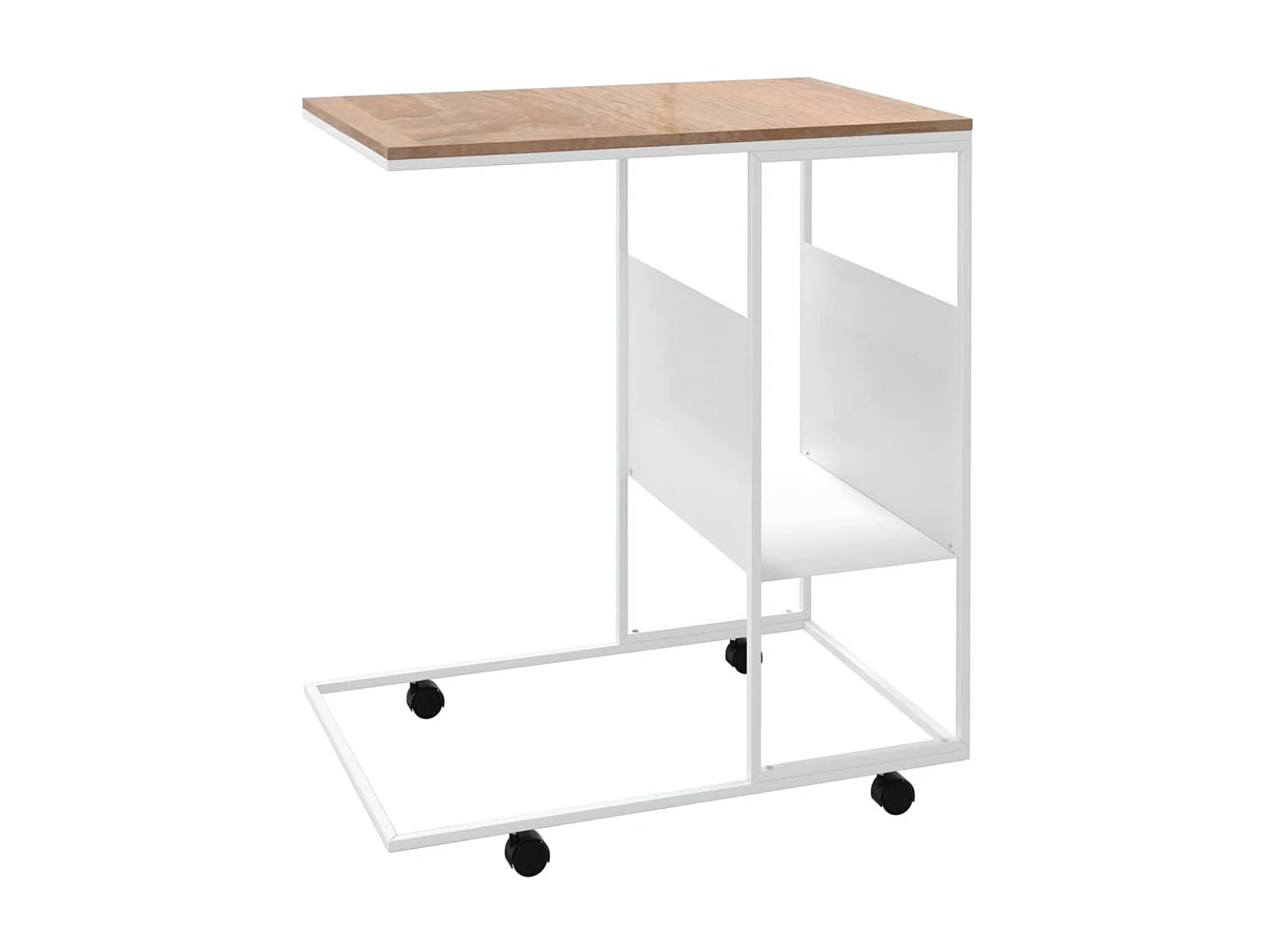 Table d'appoint et roues Blanc 55x36x63,5 Bois d'ingénierie