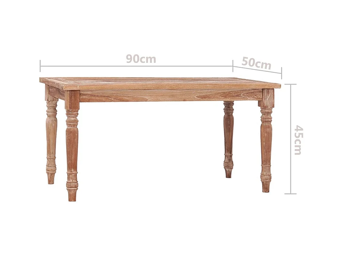 Table basse Batavia 90x50x45 Blanchie Bois de teck solide