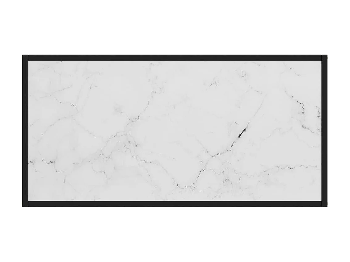 Table basse Noir avec verre marbre blanc 100x50x35