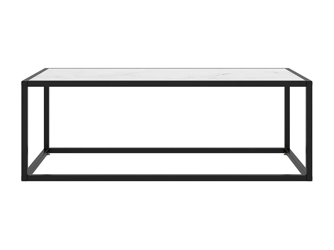 Table basse Noir avec verre marbre blanc 100x50x35