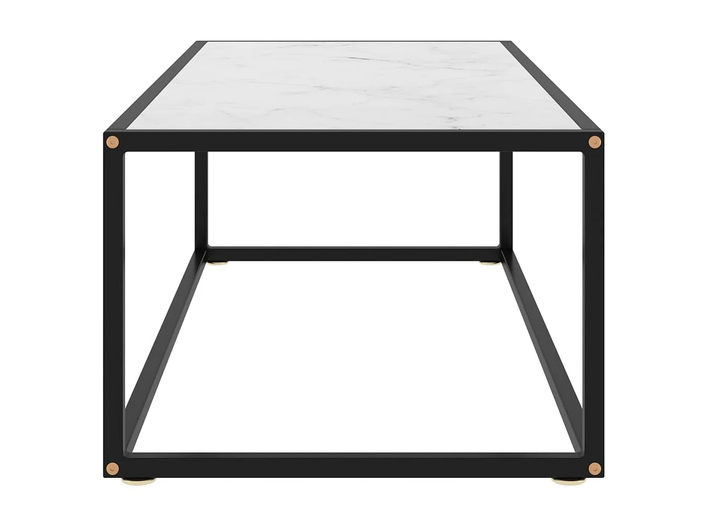 Table basse Noir avec verre marbre blanc 100x50x35