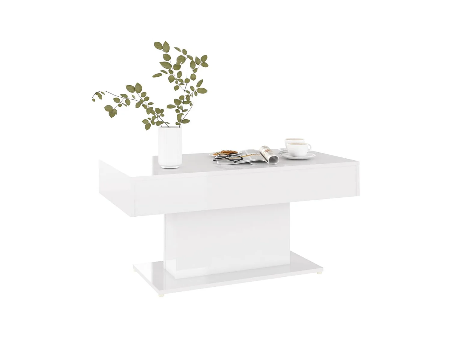 Salontafel 96x50x45 cm spaanplaat hoogglans wit