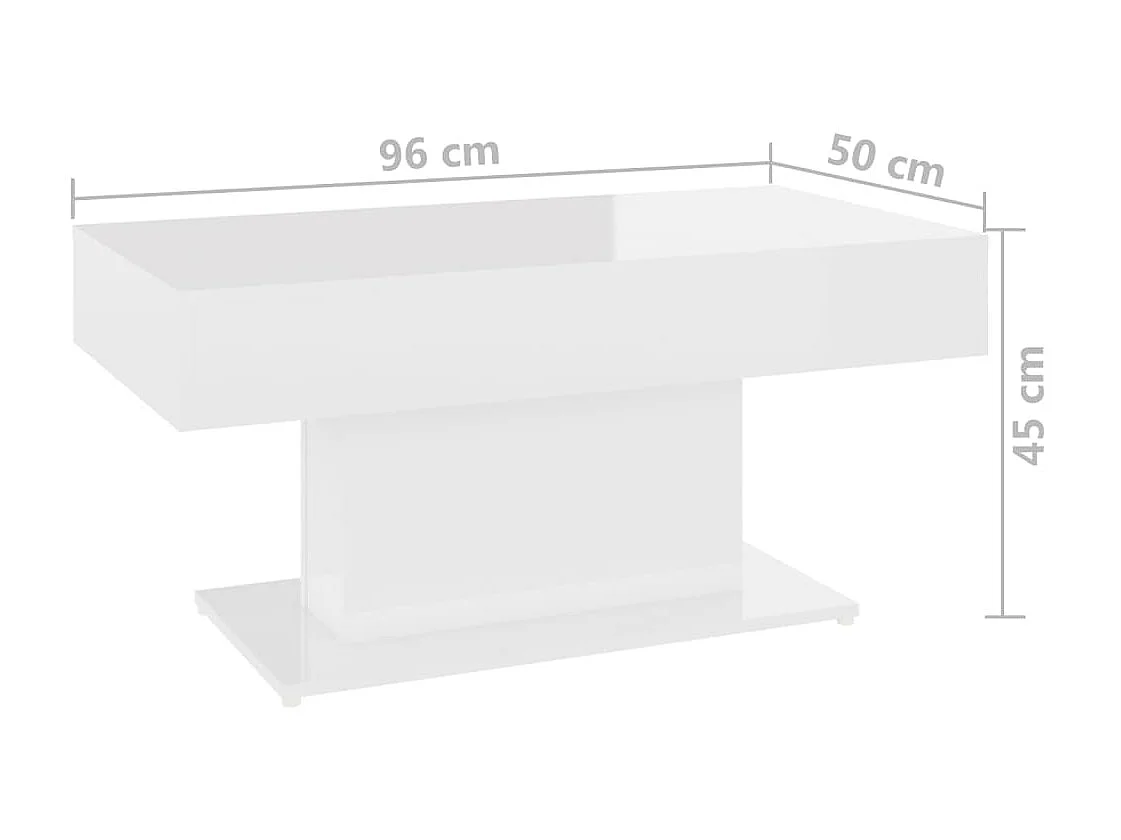 Mesa de centro madera contrachapada blanco brillante 96x50x45cm