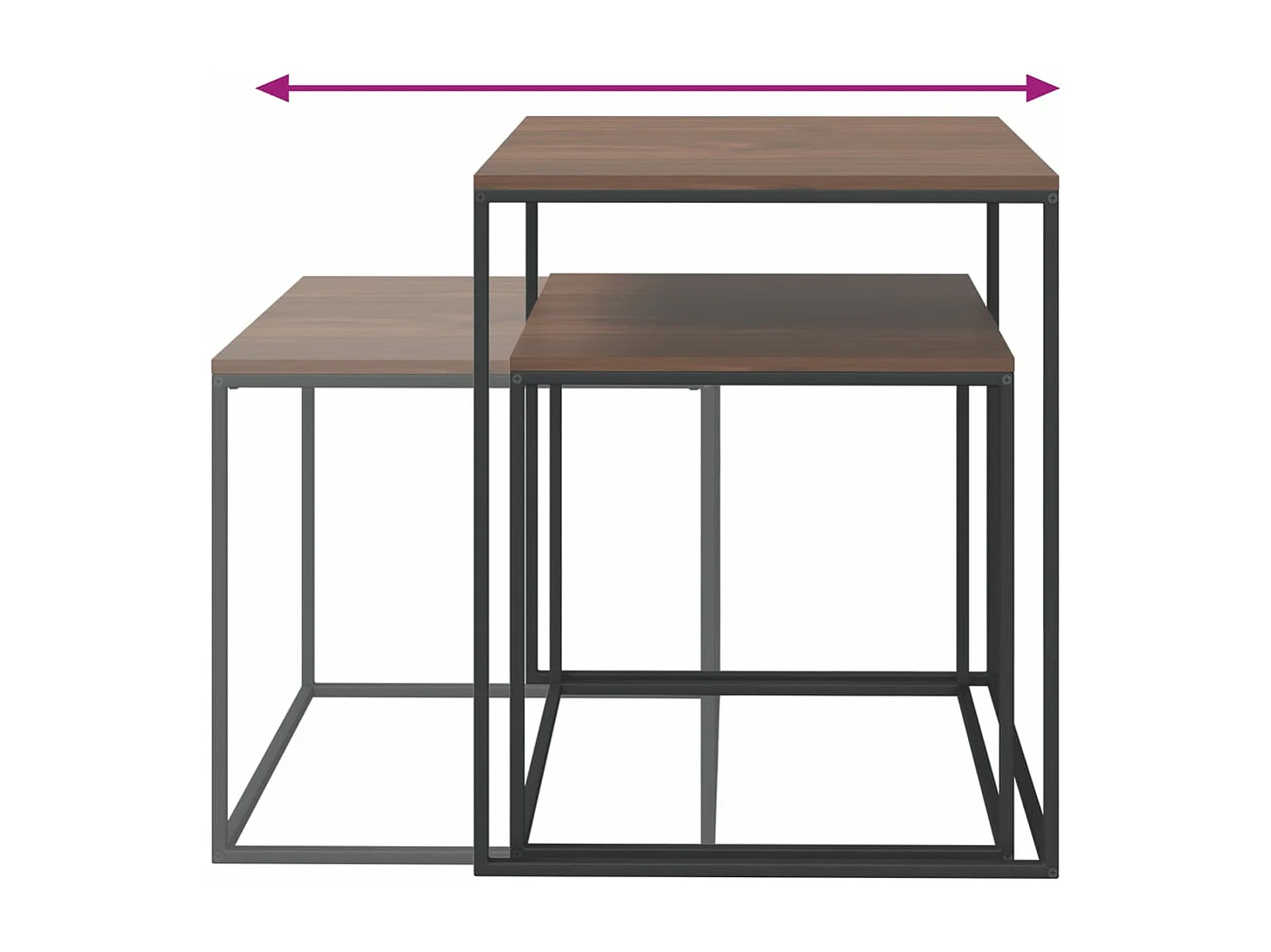 Ensemble de table basse 2 pcs Bois d'ingénierie et métal