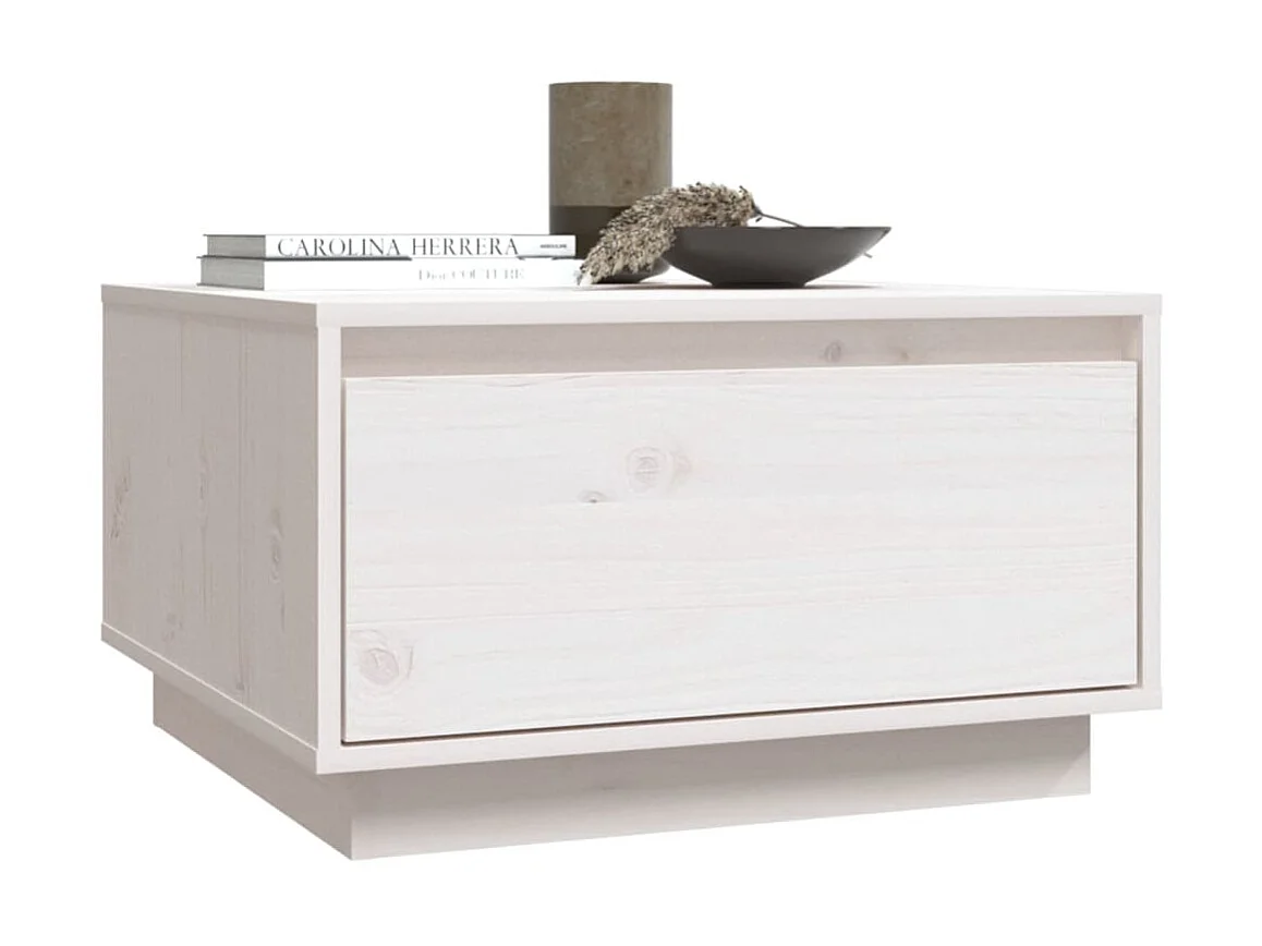 Table basse Blanc 55x56x32 Bois massif de pin