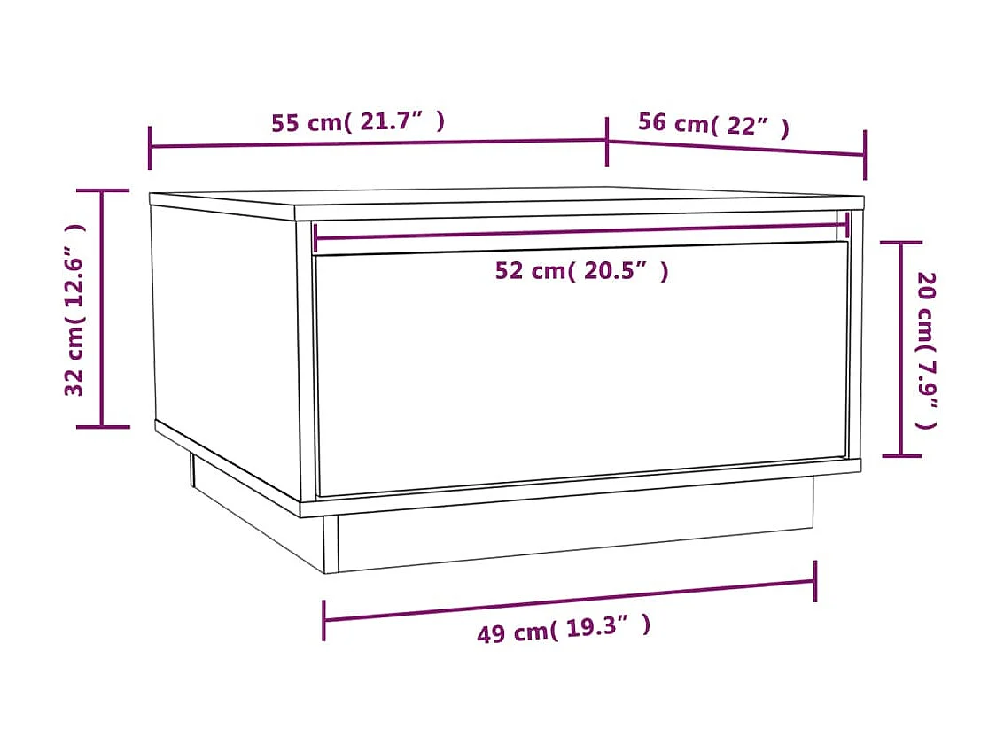 Table basse Blanc 55x56x32 Bois massif de pin