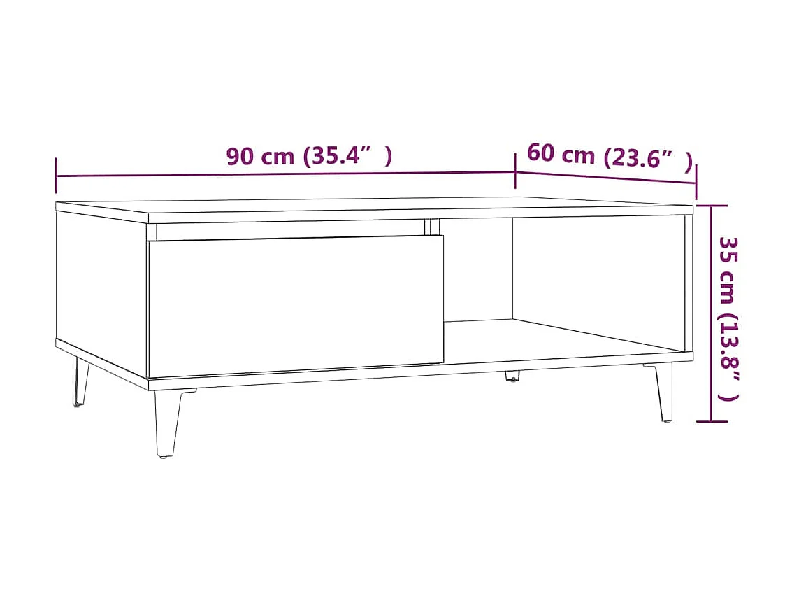Table basse Chêne fumé 90x60x35 2
