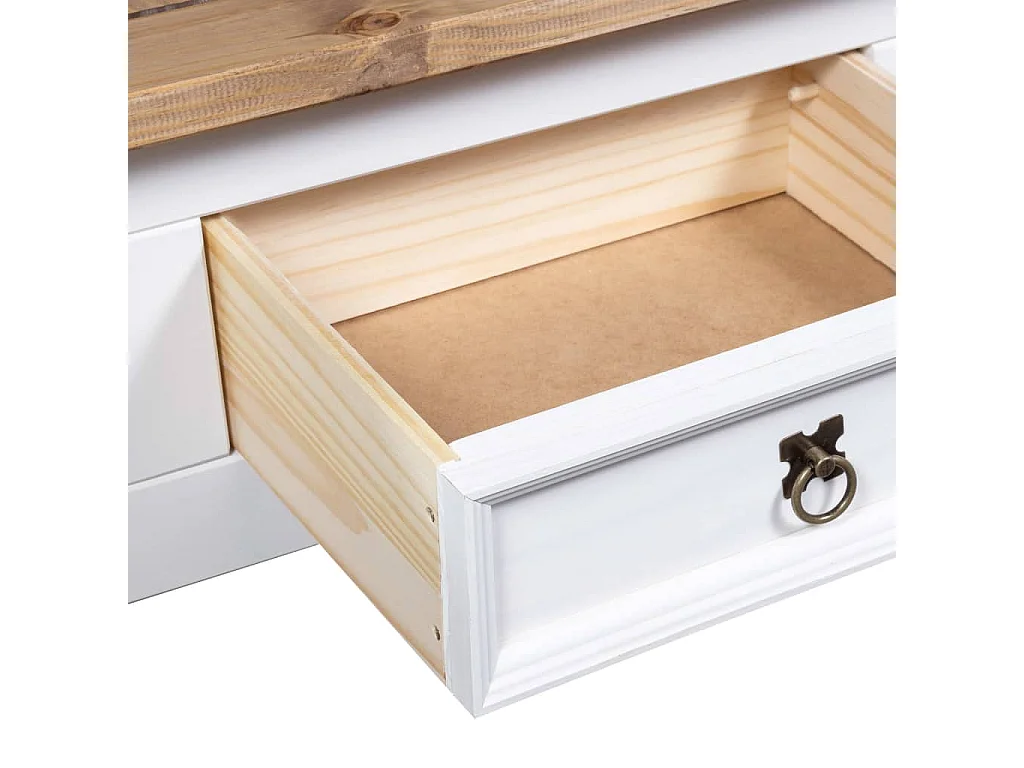 Table basse Pin mexicain Gamme Corona Blanc 100x60x45