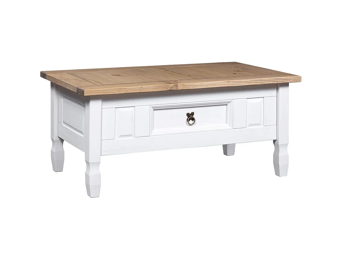 Table basse Pin mexicain Gamme Corona Blanc 100x60x45