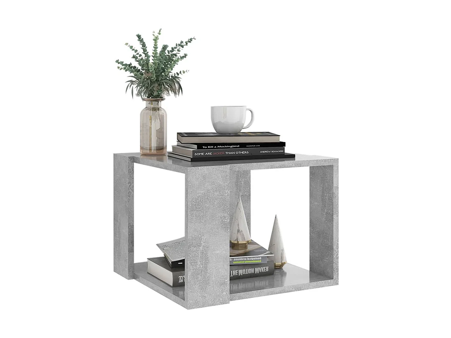 Salontafel 40x40x30 cm bewerkt hout betongrijs