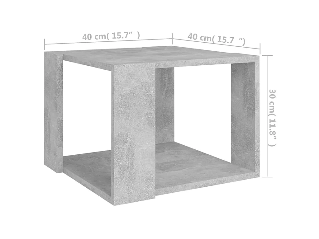 Salontafel 40x40x30 cm bewerkt hout betongrijs