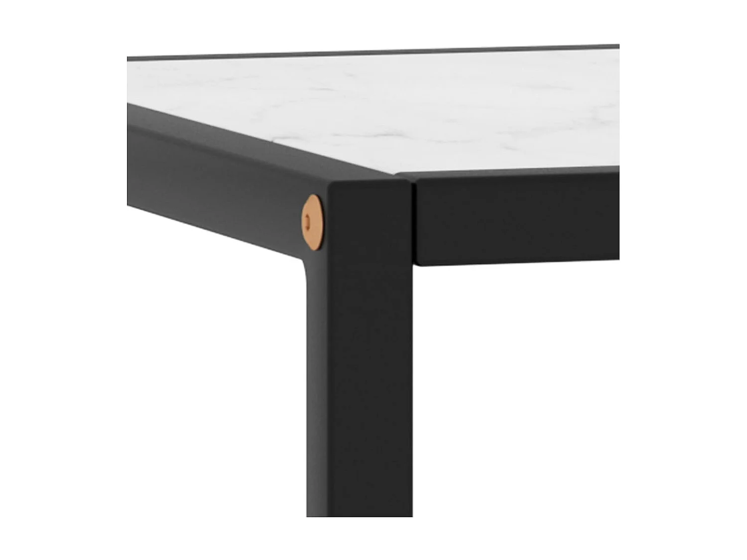 Table basse Noir avec verre marbre blanc 90x90x50