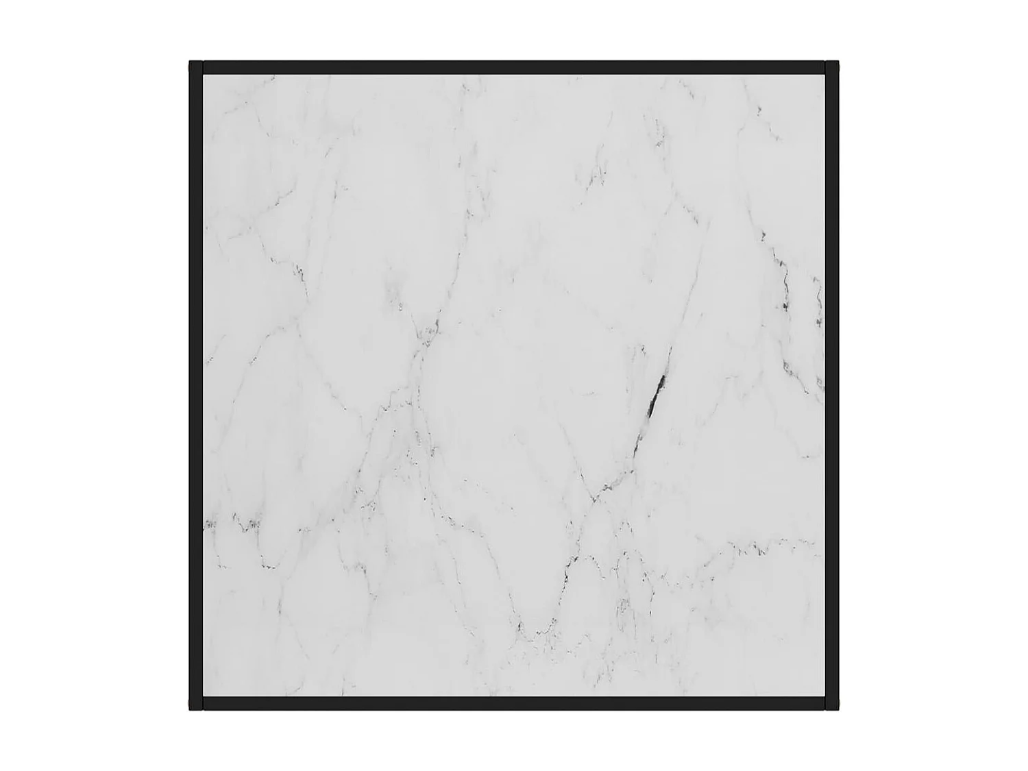 Table basse Noir avec verre marbre blanc 90x90x50