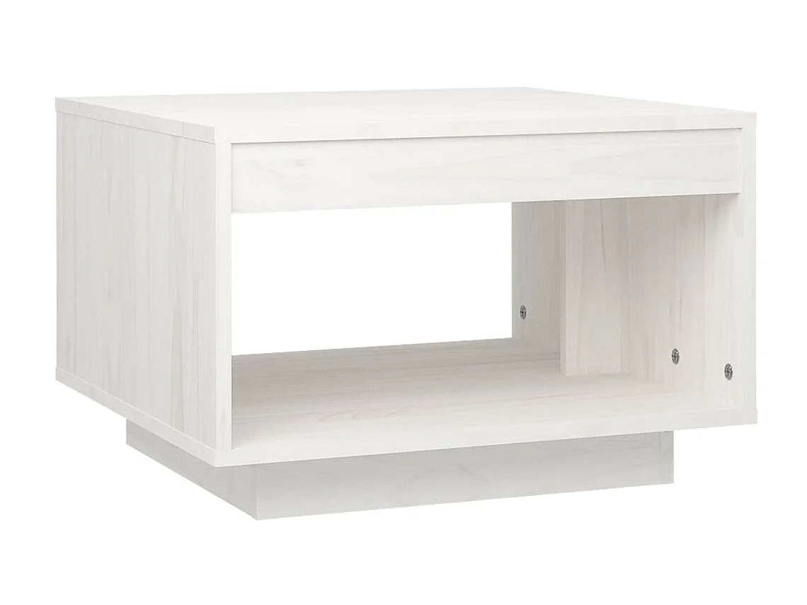 Table basse Blanc 50x50x33,5 Bois de pin massif