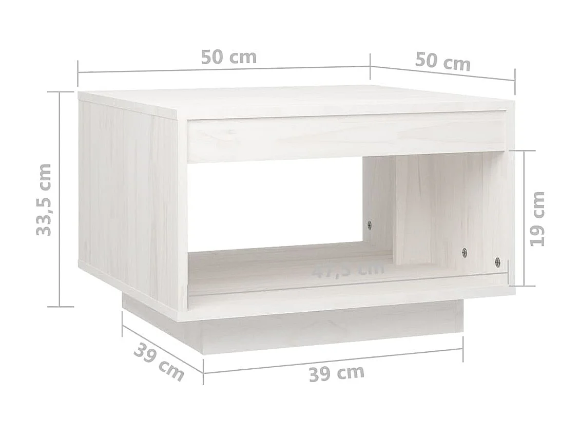 Table basse Blanc 50x50x33,5 Bois de pin massif