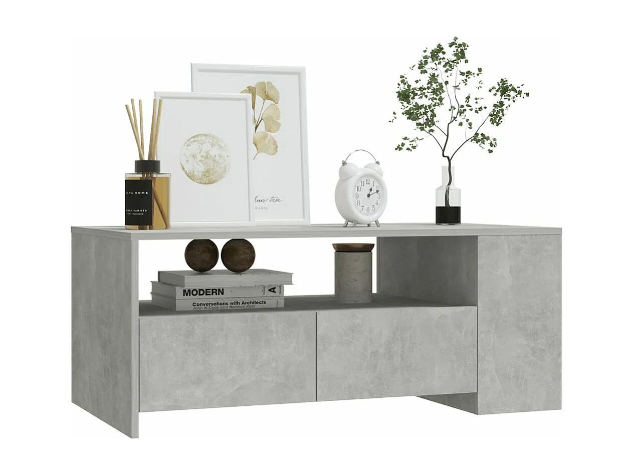 Table basse Gris béton 102x55x42 Bois d'ingénierie