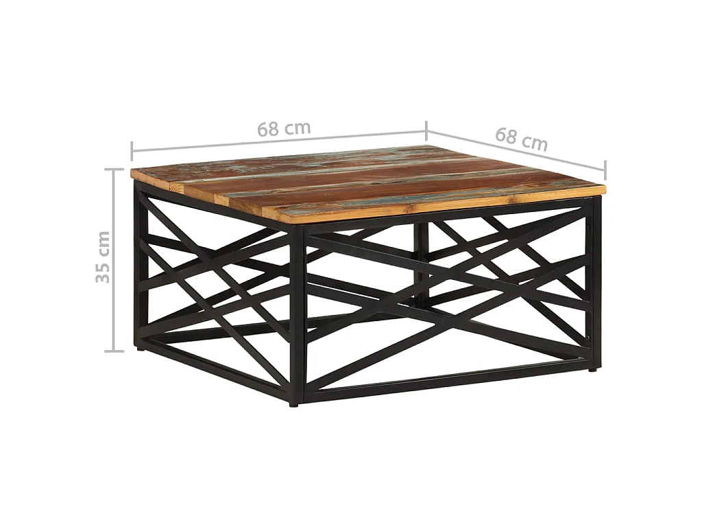 Table basse 68x68x35 Bois de récupération massif