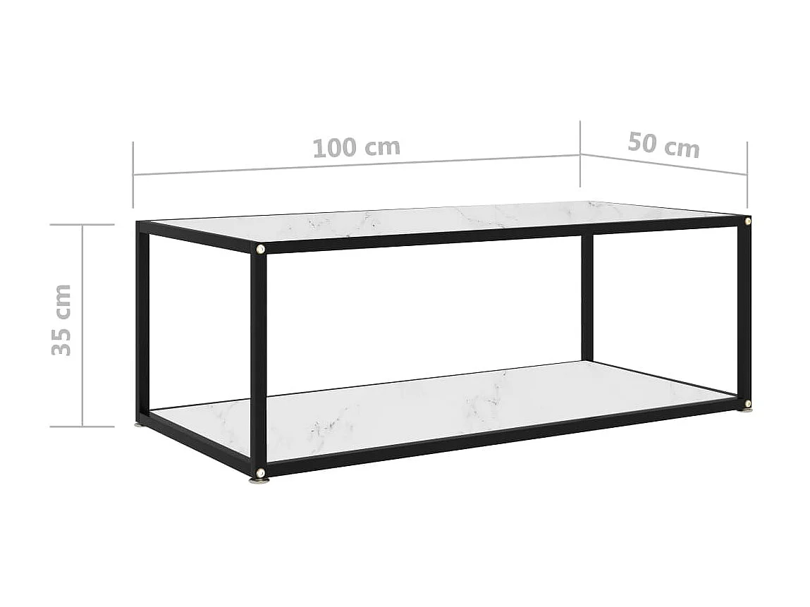 Table basse Blanc 100x50x35 Verre trempé