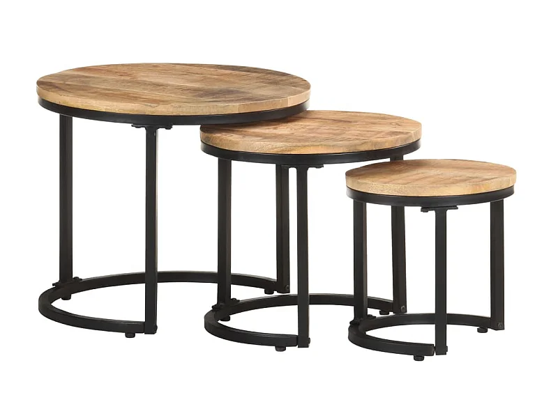 Tables d'appoint 3 pcs Bois de manguier brut