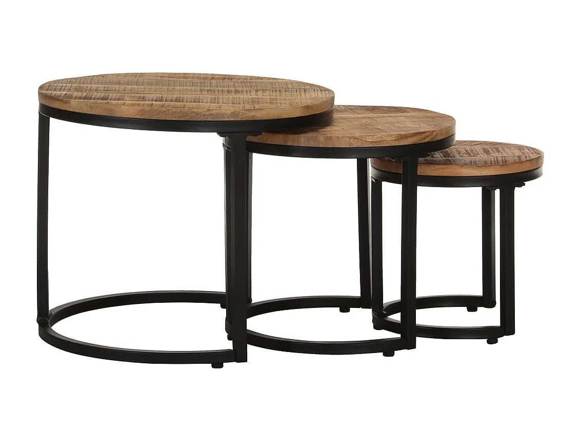 Tables d'appoint 3 pcs Bois de manguier brut