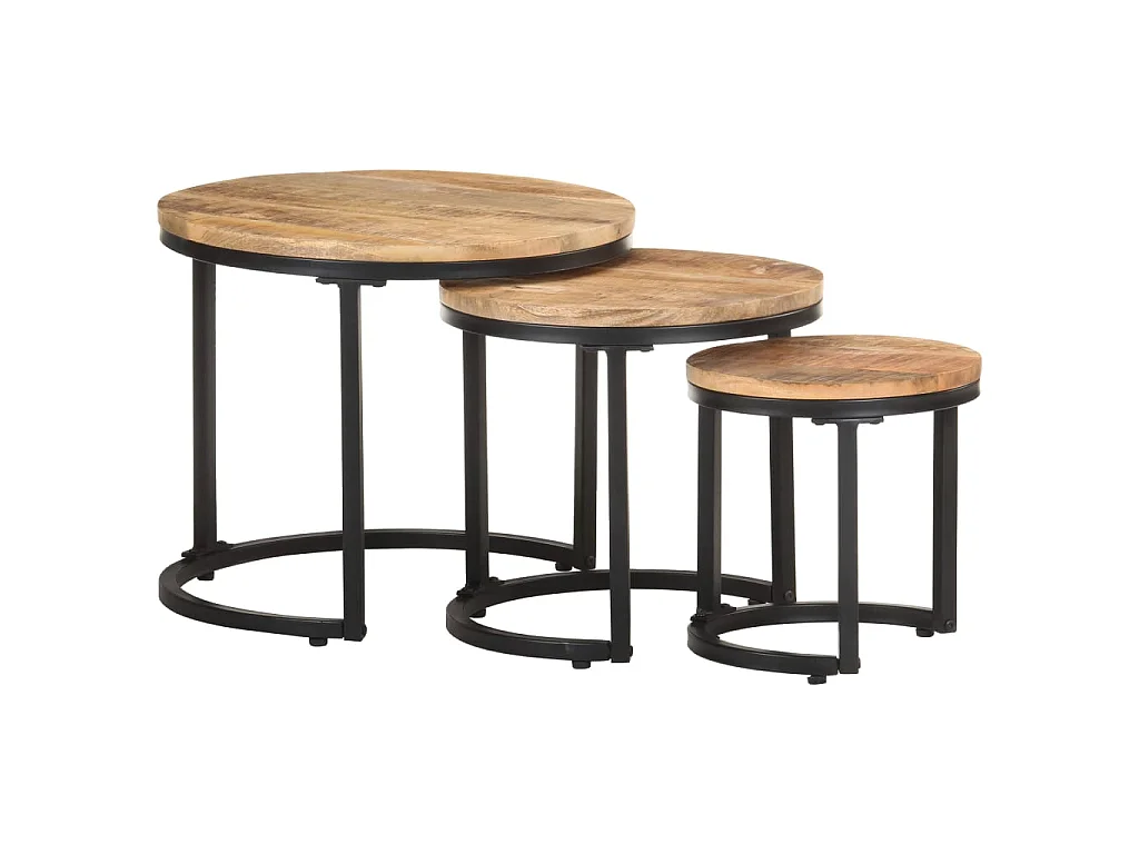 Tables d'appoint 3 pcs Bois de manguier brut