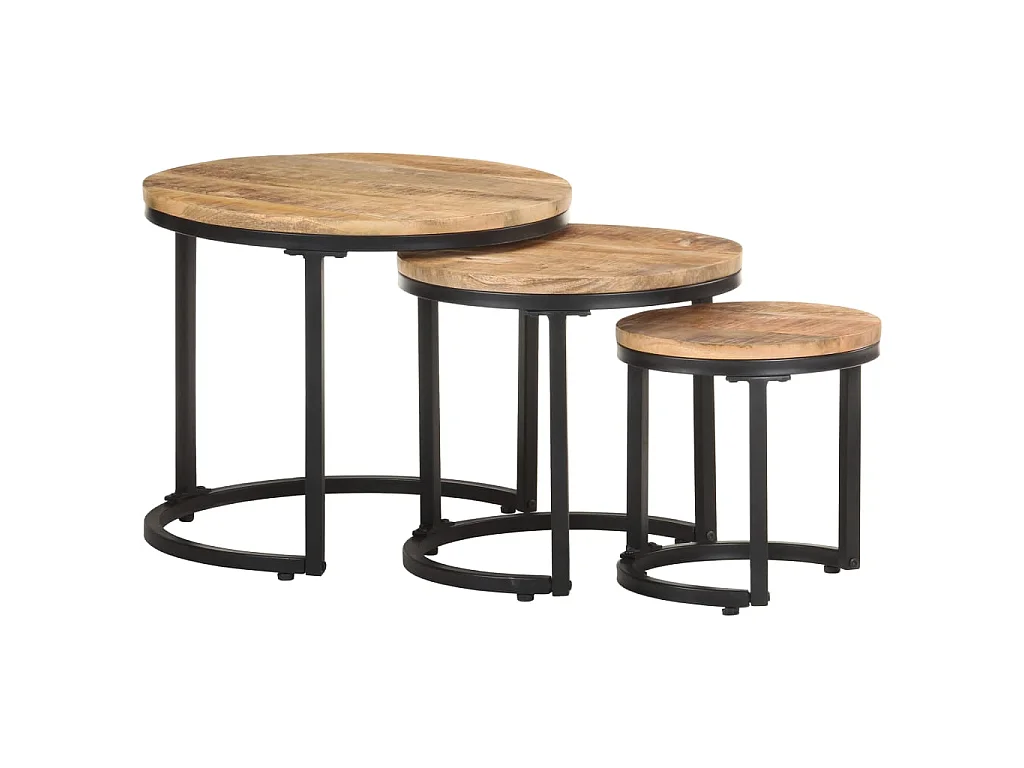Tables d'appoint 3 pcs Bois de manguier brut