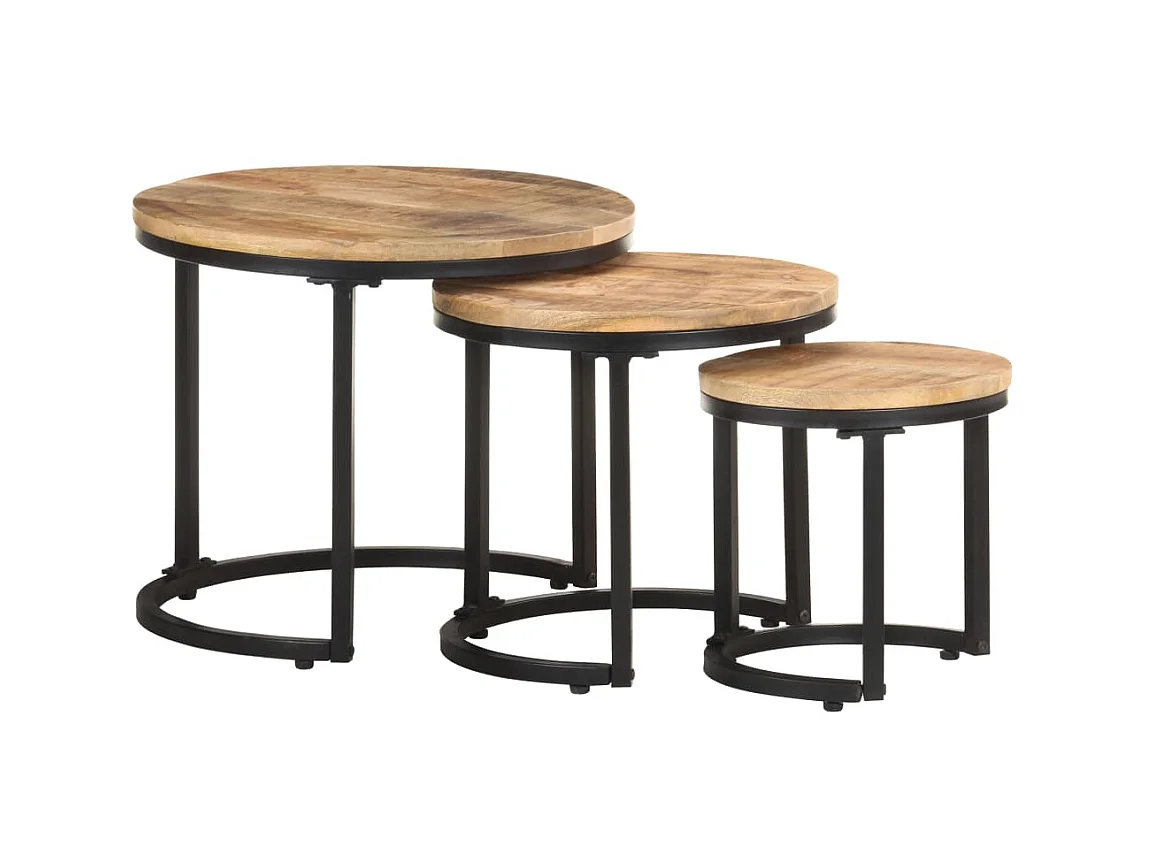 Tables d'appoint 3 pcs Bois de manguier brut
