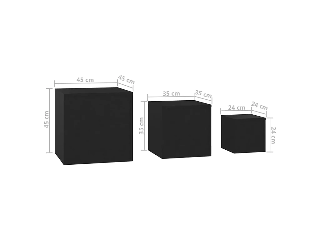 Tables d'appoint 3 pcs Noir