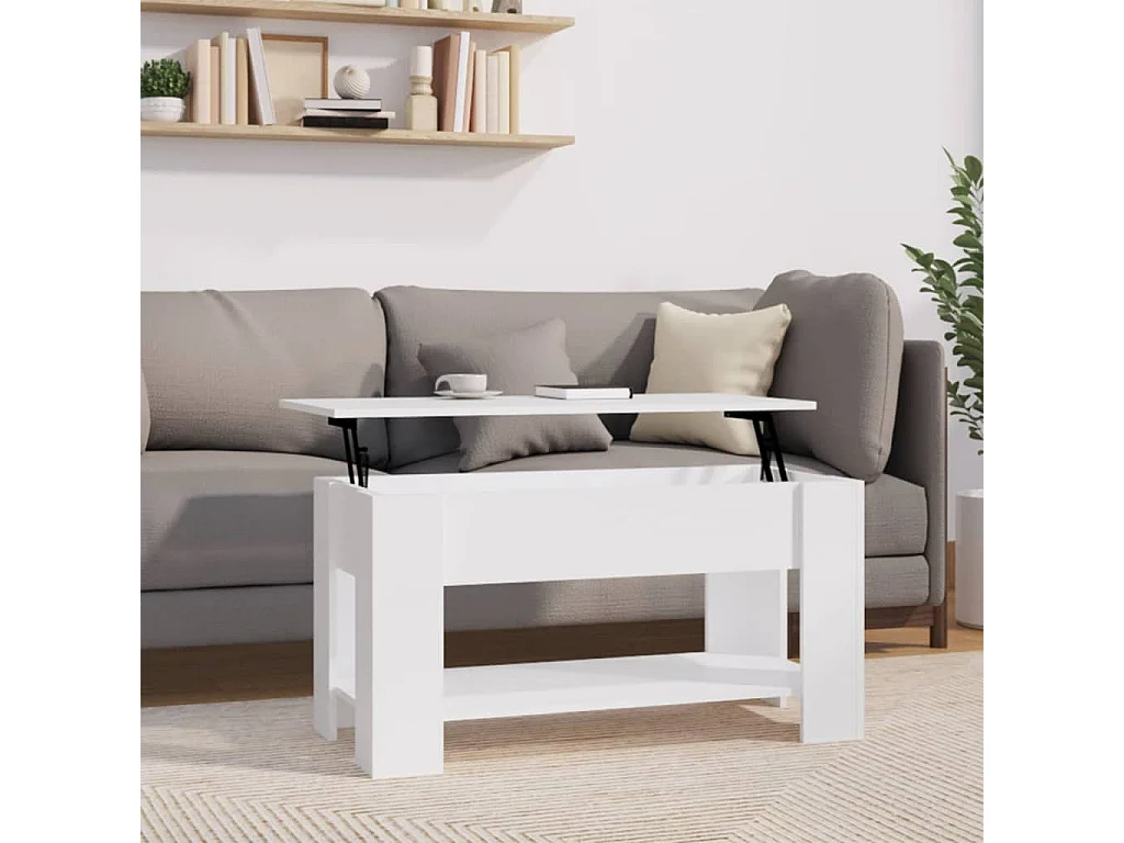 Table basse Blanc 101x49x52 Bois d'ingénierie 2