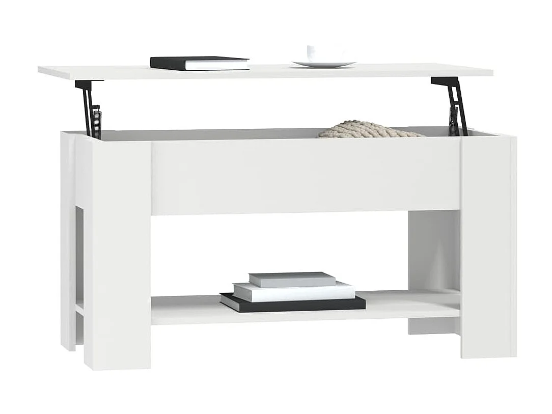 Table basse Blanc 101x49x52 Bois d'ingénierie 2