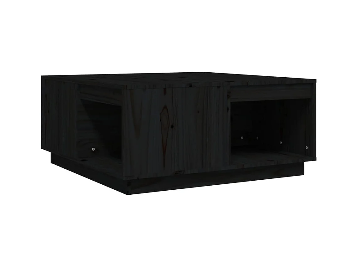 Table basse Noir 80x81x36,5 Bois massif de pin