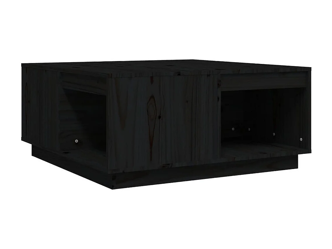 Table basse Noir 80x81x36,5 Bois massif de pin