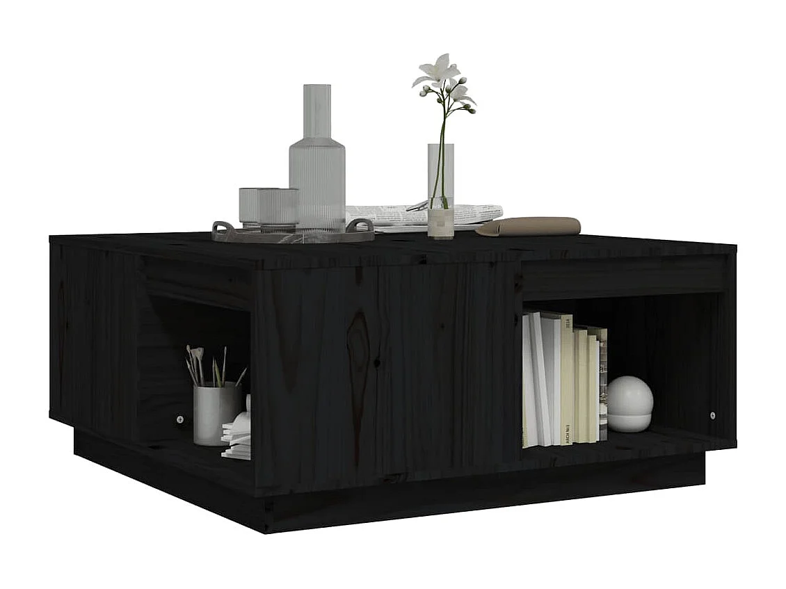 Table basse Noir 80x81x36,5 Bois massif de pin
