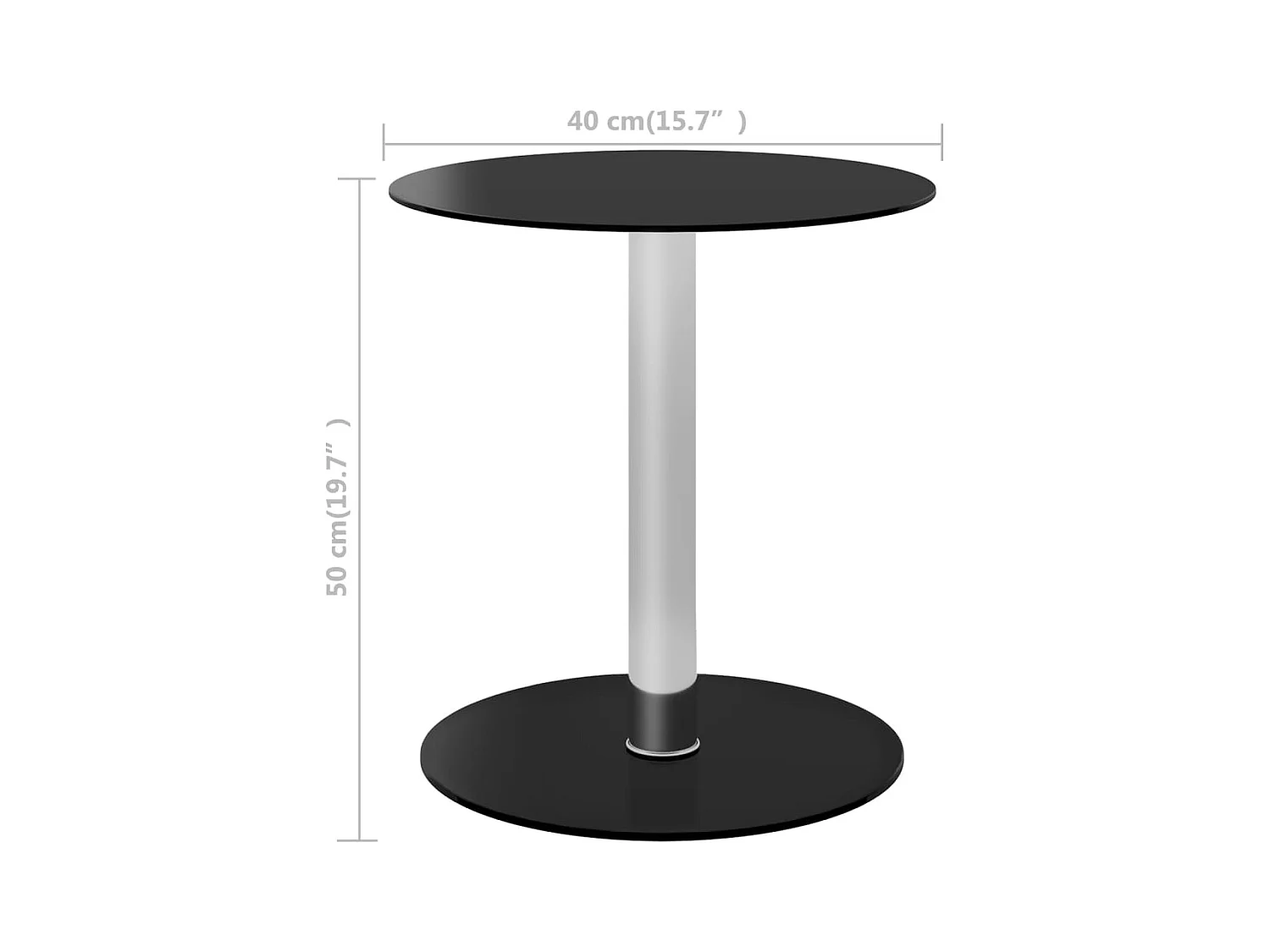 Table basse Noir 40cm Verre trempé